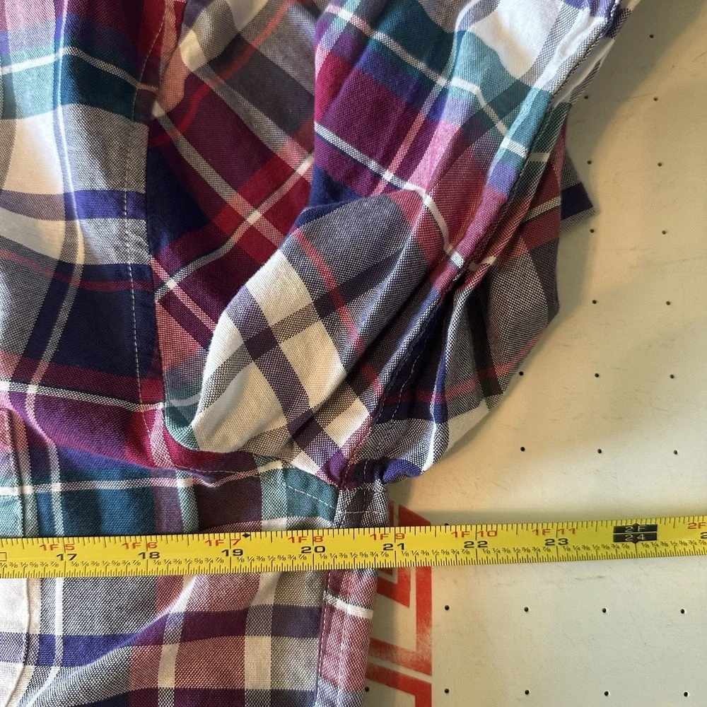 J.Crew Shirt Slim Fit Plaid BG421 Large Red Blue Cotton Button Down Excellent